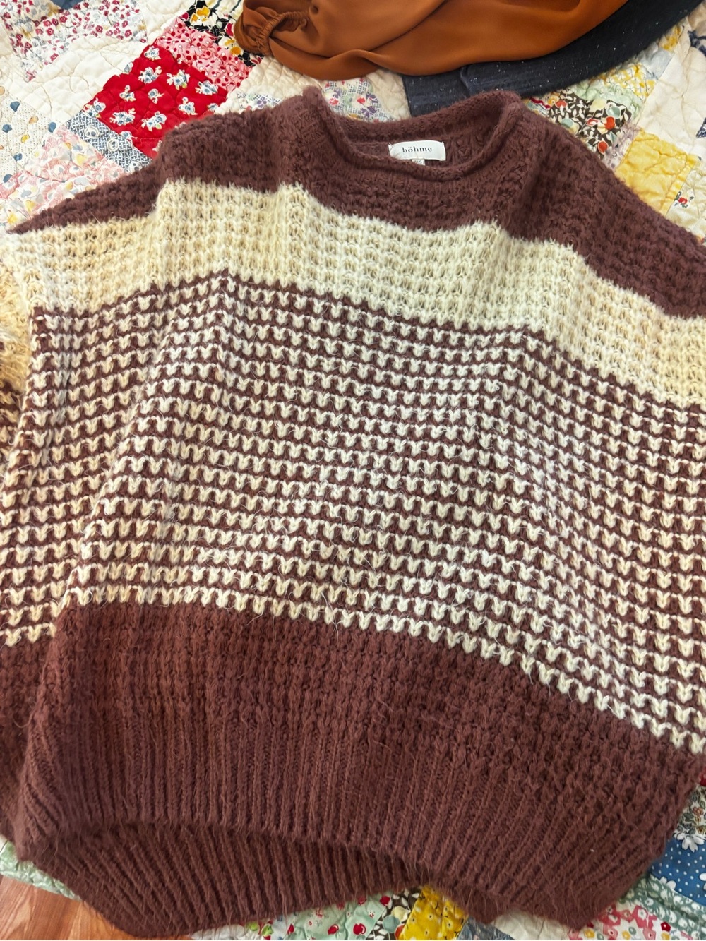 bishop + young Chunky Knit Sweater in Rust Brown
